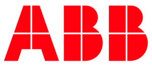 ABB logo in bold red letters with a geometric design, featuring the letters 'A', 'B', and 'B' divided into segments by white lines.