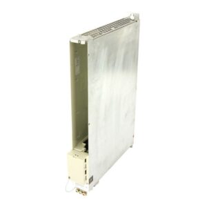 Siemens 6SN1123-1AA00-0CA1 SIMODRIVE drive module rear view with metal casing and ventilation slots – available for sale and professional repair at Neutronic Technologies.