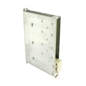 Siemens 6SN1123-1AA00-0CA1 SIMODRIVE module angled view with protective metal cover and top ventilation – available for purchase and expert repair at Neutronic Technologies.