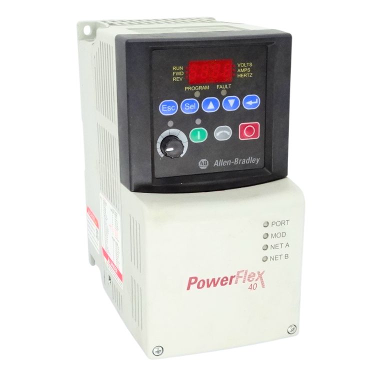 Image of Allen-Bradley 22B-D4P0N104 VFD ready for service. Quick turnaround time for PowerFlex 40 drive repair. Contact Neutronic Technologies for a quote on the 22B-D4P0N104