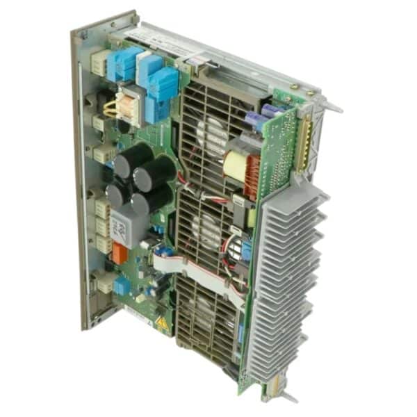 Siemens 6ES5955-3LF11 - SIMATIC S5,955 POW.SUPPLY UNIT-1 Detailed internal view of Siemens 6ES5955-3LF11 Power Supply Unit with circuit board, capacitors, and heat sink – SIMATIC S5 series power supply repair and replacement services.