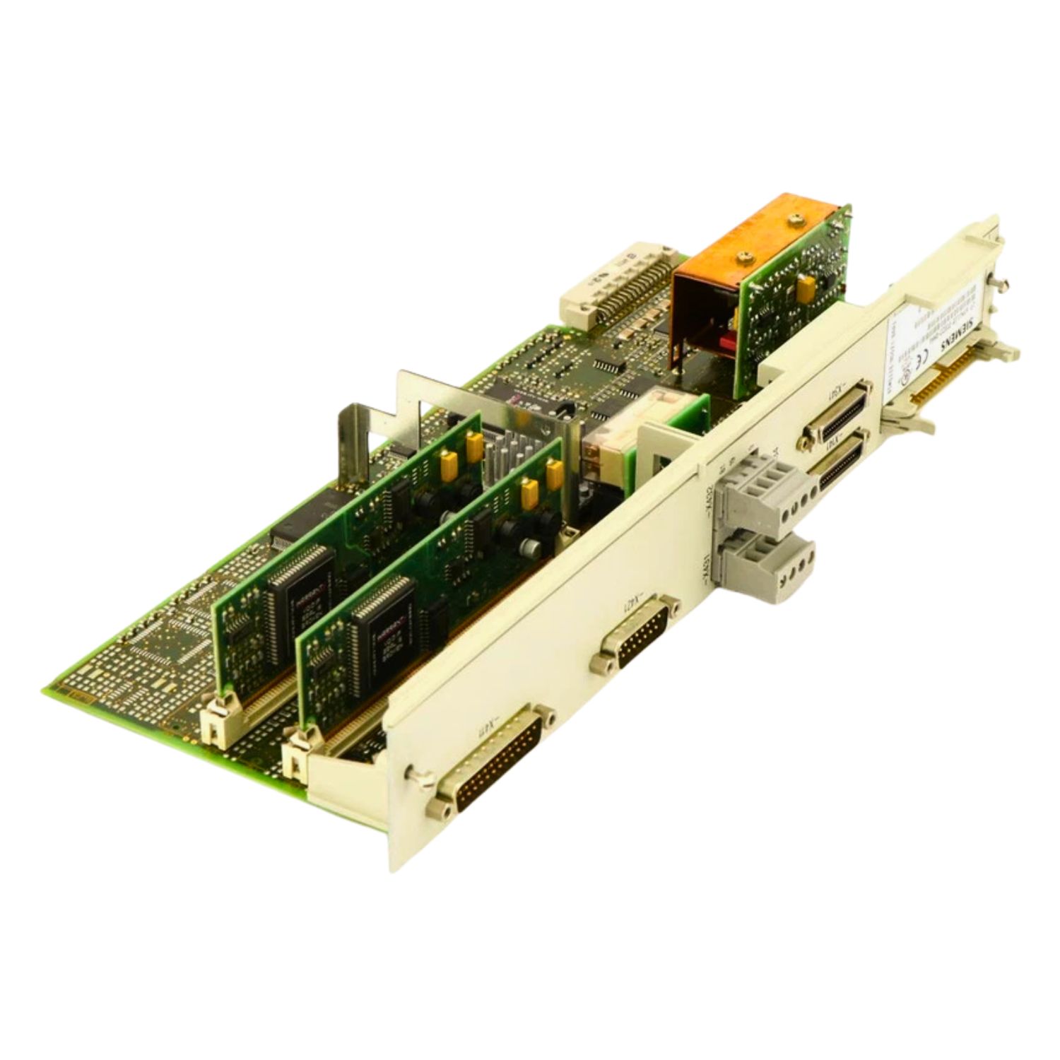 Siemens 6SN1118-0DG23-0AA1 SIMODRIVE board with multiple connectors and chips – industrial automation component for sale, replacement, or repair.