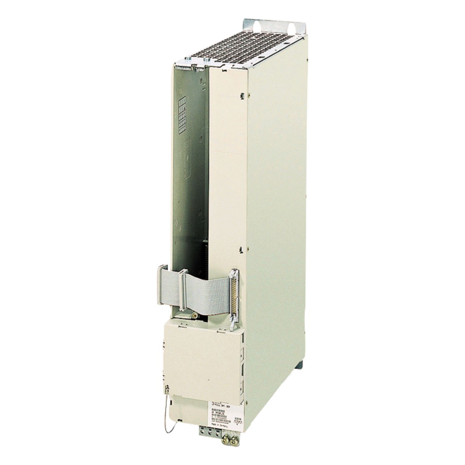 Siemens 6SN1123-1AA00-0DA1 drive module from SIMODRIVE series, shown in upright position with cooling vents and connector panel – available for sale and professional repair at Neutronic Technologies.